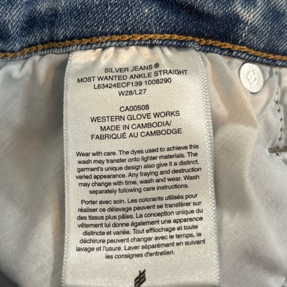 Silver Jeans Womens 28 Blue Most Wanted Ankle Straight Mid Rise Stretch Denim - Picture 10 of 11